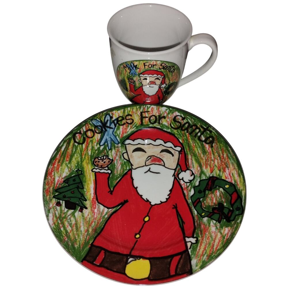 Vintage Christmas Village Kid’s Collection Santa Plate & Mug Set